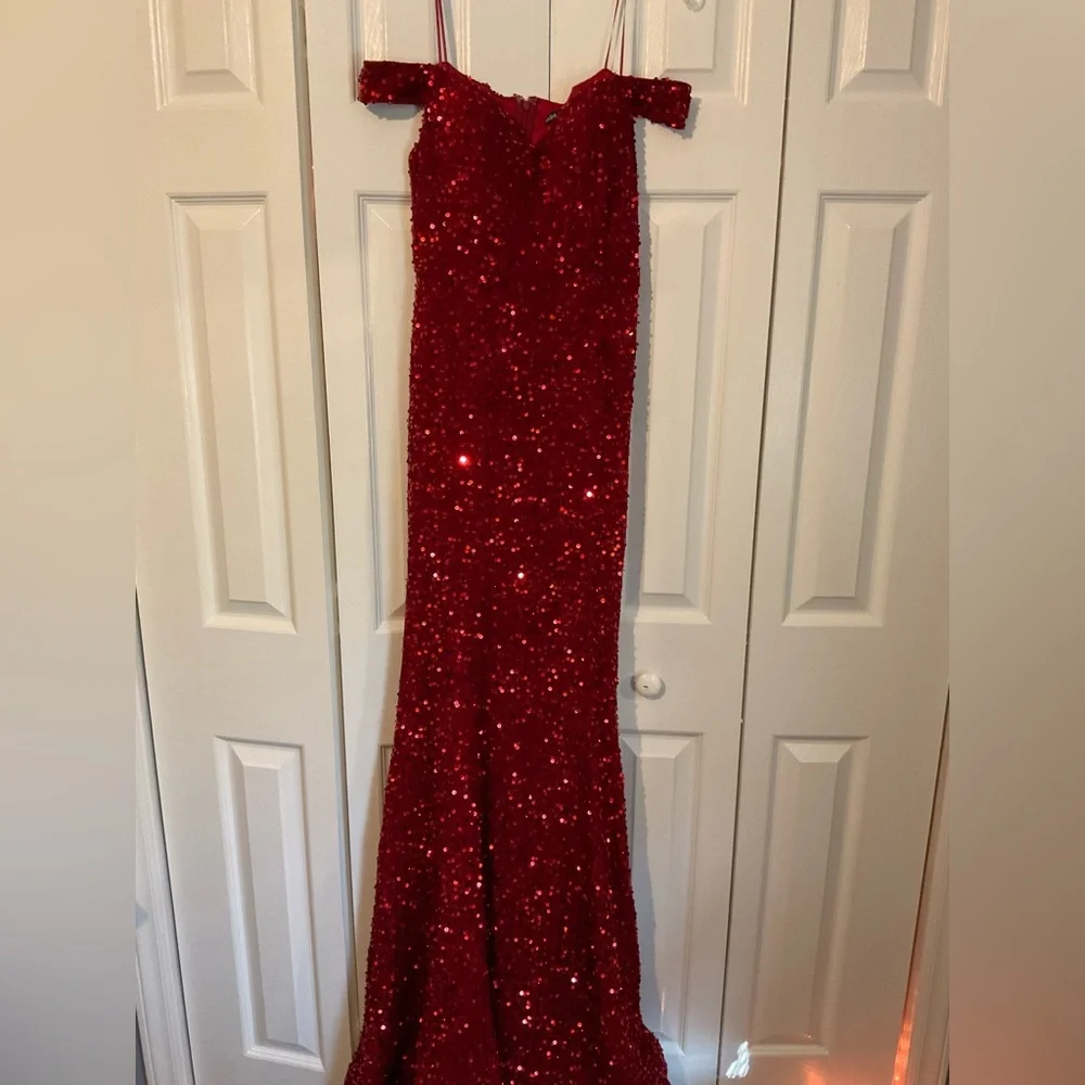 Fashion Nova Red Sequin Maxi Dress - Picture 4 of 5